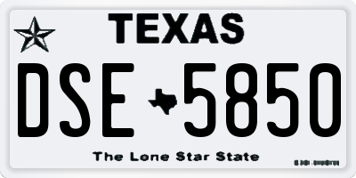 TX license plate DSE5850