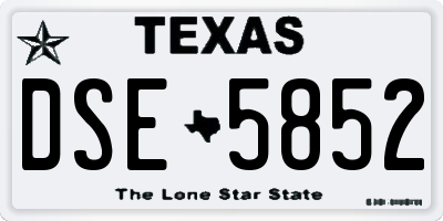 TX license plate DSE5852