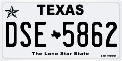 TX license plate DSE5862