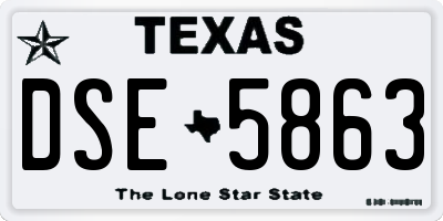 TX license plate DSE5863