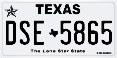 TX license plate DSE5865