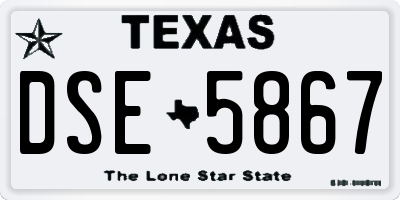 TX license plate DSE5867