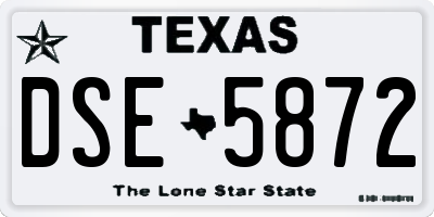 TX license plate DSE5872