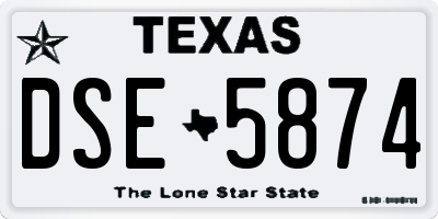 TX license plate DSE5874