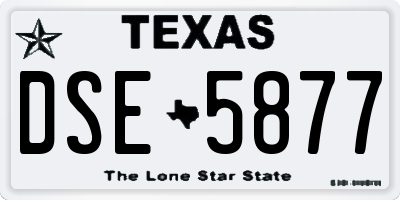 TX license plate DSE5877