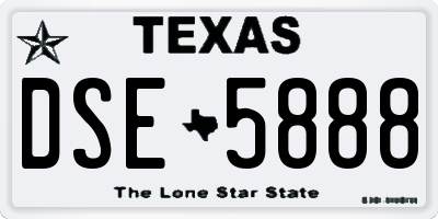 TX license plate DSE5888