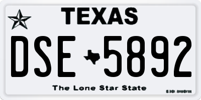 TX license plate DSE5892