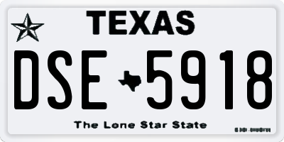 TX license plate DSE5918