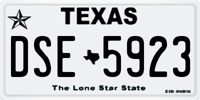 TX license plate DSE5923