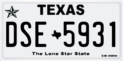 TX license plate DSE5931