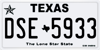 TX license plate DSE5933