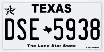 TX license plate DSE5938