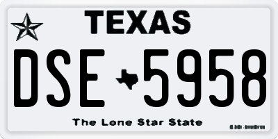 TX license plate DSE5958