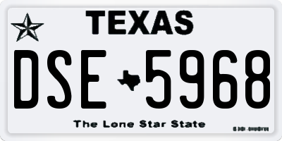 TX license plate DSE5968