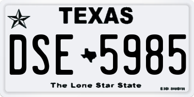 TX license plate DSE5985