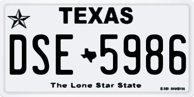 TX license plate DSE5986