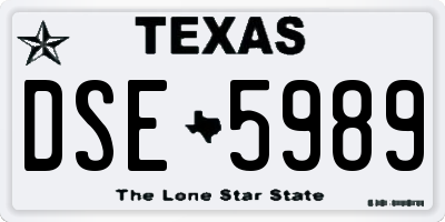 TX license plate DSE5989