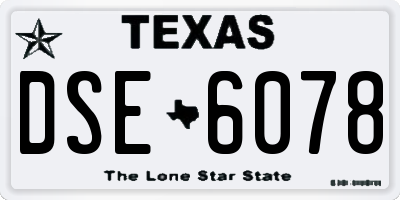 TX license plate DSE6078