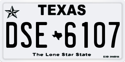 TX license plate DSE6107