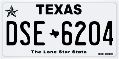 TX license plate DSE6204