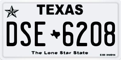 TX license plate DSE6208