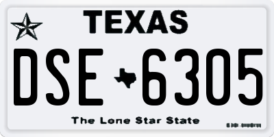 TX license plate DSE6305