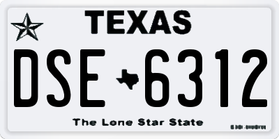 TX license plate DSE6312