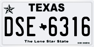 TX license plate DSE6316