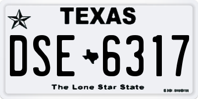 TX license plate DSE6317