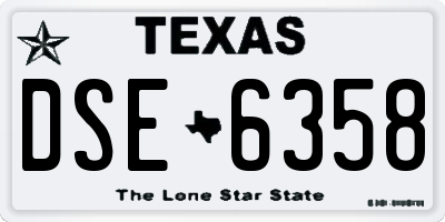 TX license plate DSE6358