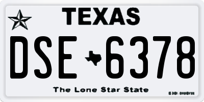 TX license plate DSE6378