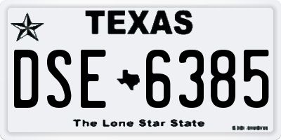 TX license plate DSE6385