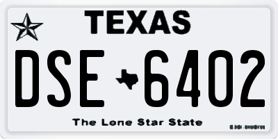 TX license plate DSE6402