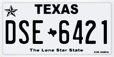 TX license plate DSE6421