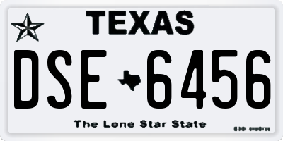 TX license plate DSE6456