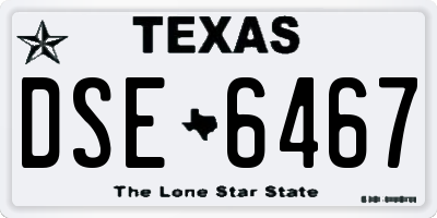 TX license plate DSE6467