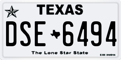 TX license plate DSE6494