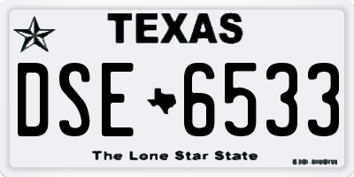 TX license plate DSE6533