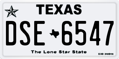 TX license plate DSE6547