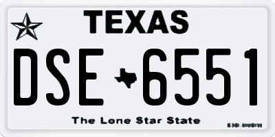 TX license plate DSE6551