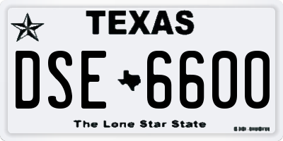 TX license plate DSE6600