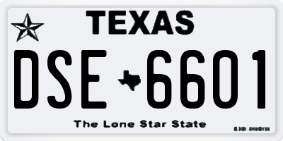 TX license plate DSE6601