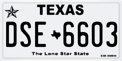 TX license plate DSE6603