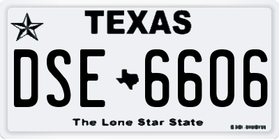 TX license plate DSE6606