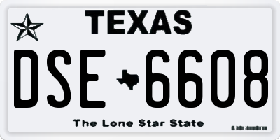 TX license plate DSE6608