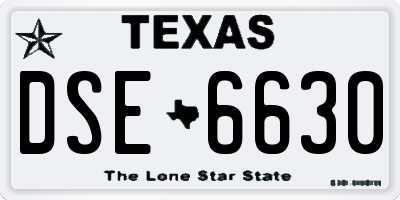 TX license plate DSE6630