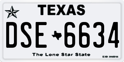 TX license plate DSE6634