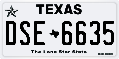 TX license plate DSE6635