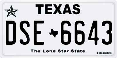 TX license plate DSE6643