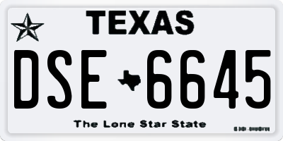 TX license plate DSE6645